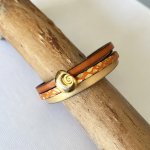 Pulseira de punho em ouro para mulher Concha dourada e laranja