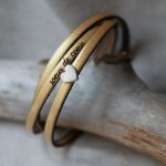 Pulseira de couro personalizável para mulheres, multi-voltas, desenho de coração prateado