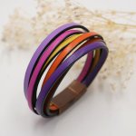 Pulseira de Punho de Couro Múltiplo em cores tónicas