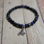 Pulseira para homem em pérolas Black Blue e pendente à escolha