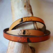 Trio de pulseiras de couro personalizadas através de gravura com desenhos à sua escolha