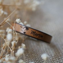 Pulseira de couro para comunhão ou baptismo personalizado com o primeiro nome 