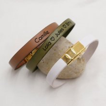 Pulseira de couro mulher fecho dourado personalizada por gravação 