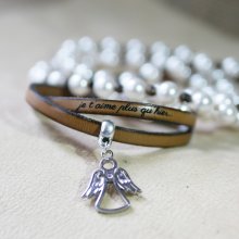 Pulseira de couro de 2 voltas com berloque gravável