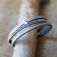 Pulseira de couro mulher multi-tours Ginkgo folha prata personalizada 