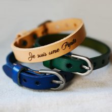 Pulseira de couro gravada com fivela de prata para ser personalizada através de gravação