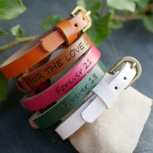 Pulseira de couro gravada de uma só vez para personalizar a criança adulta mista