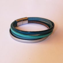 Pulseira de punho com 4 peles de turquesa