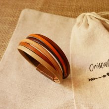 Pulseira de punho em multi-couro de cor ocre