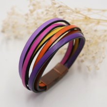 Pulseira de Punho de Couro Múltiplo em cores tónicas