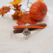 Pulseira feminina com punho em pele múltipla Pendente de outono à sua escolha
