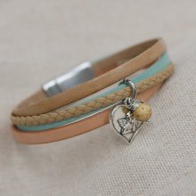 Pulseira de punho para mulher em pele múltipla Pendente bege areia à sua escolha