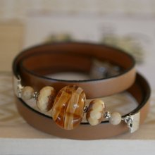 Pulseira feminina Couro e Lâmpadas tripla volta para personalizar 