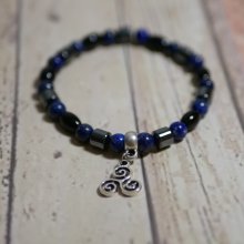 Pulseira para homem em pérolas Black Blue e pendente à escolha