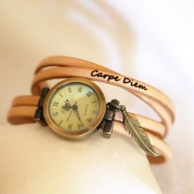 Relógio de senhora ou de menina com bracelete de couro multi-voltas à sua escolha