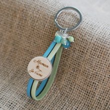 Porta-chaves duplo de couro com tampa de madeira personalizada